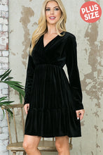 Load image into Gallery viewer, Long Sleeve Velvet Wrap Dress