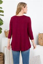 Load image into Gallery viewer, 3/4 Sleeve Dolphin Hem Top