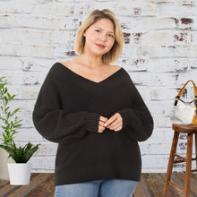 Load image into Gallery viewer, Double V-Neck Waffle Sweater