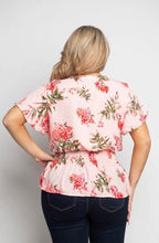 Load image into Gallery viewer, Foral Surplice Peplum Top