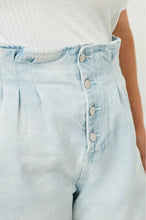 Load image into Gallery viewer, High Waist Pleated Denim Shorts