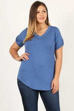 Load image into Gallery viewer, Roll Sleeve V-Neck Top