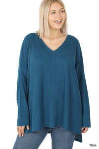 Thermal Waffle V-Neck Sweater (Multiple Colors)